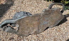 Pair of Reclining Bronze Garden Lions