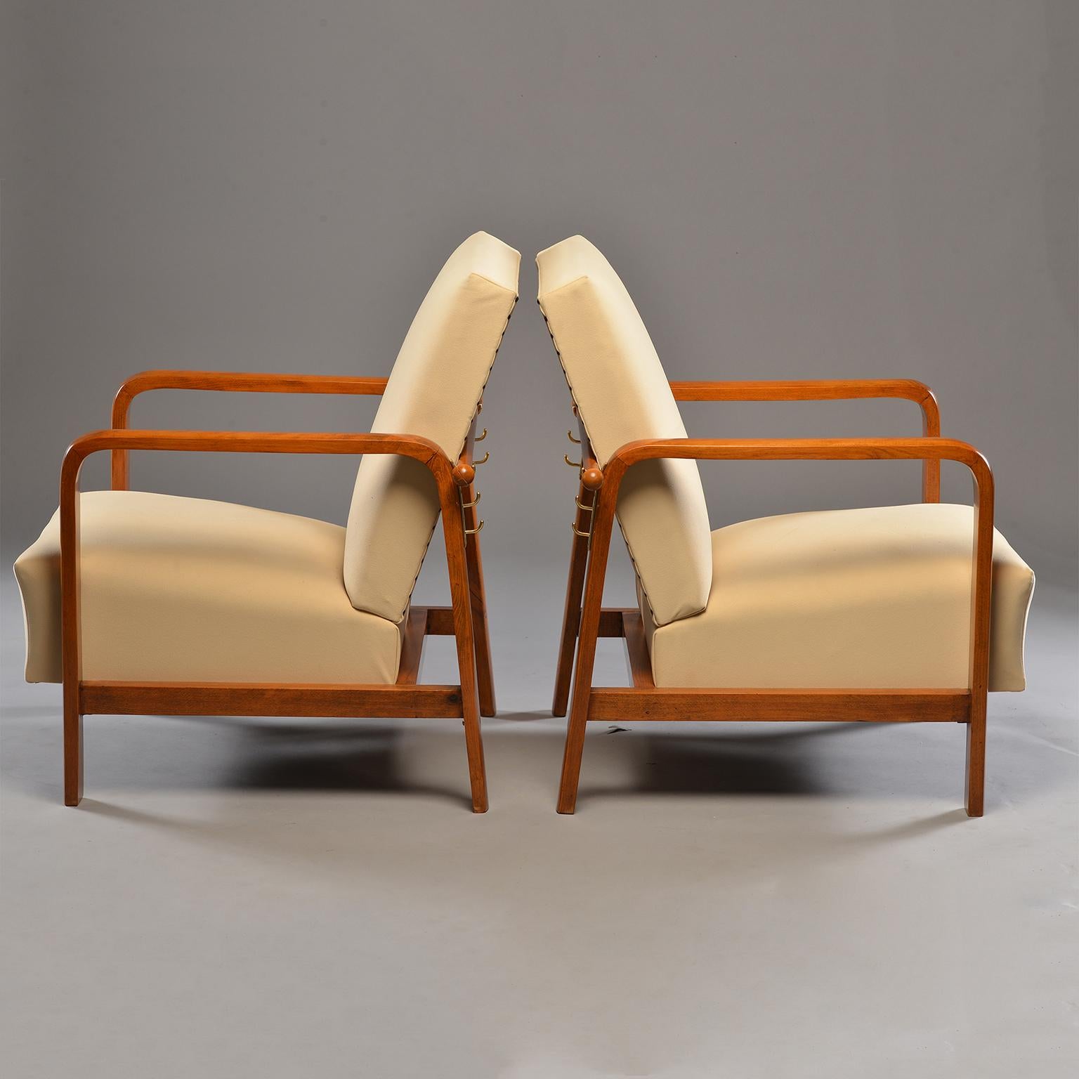 Pair of Reclining Palisander Italian Art Deco Armchairs 1