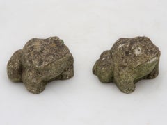 Pair of Reconstituted Stone Frog Garden Ornaments, England 1970s