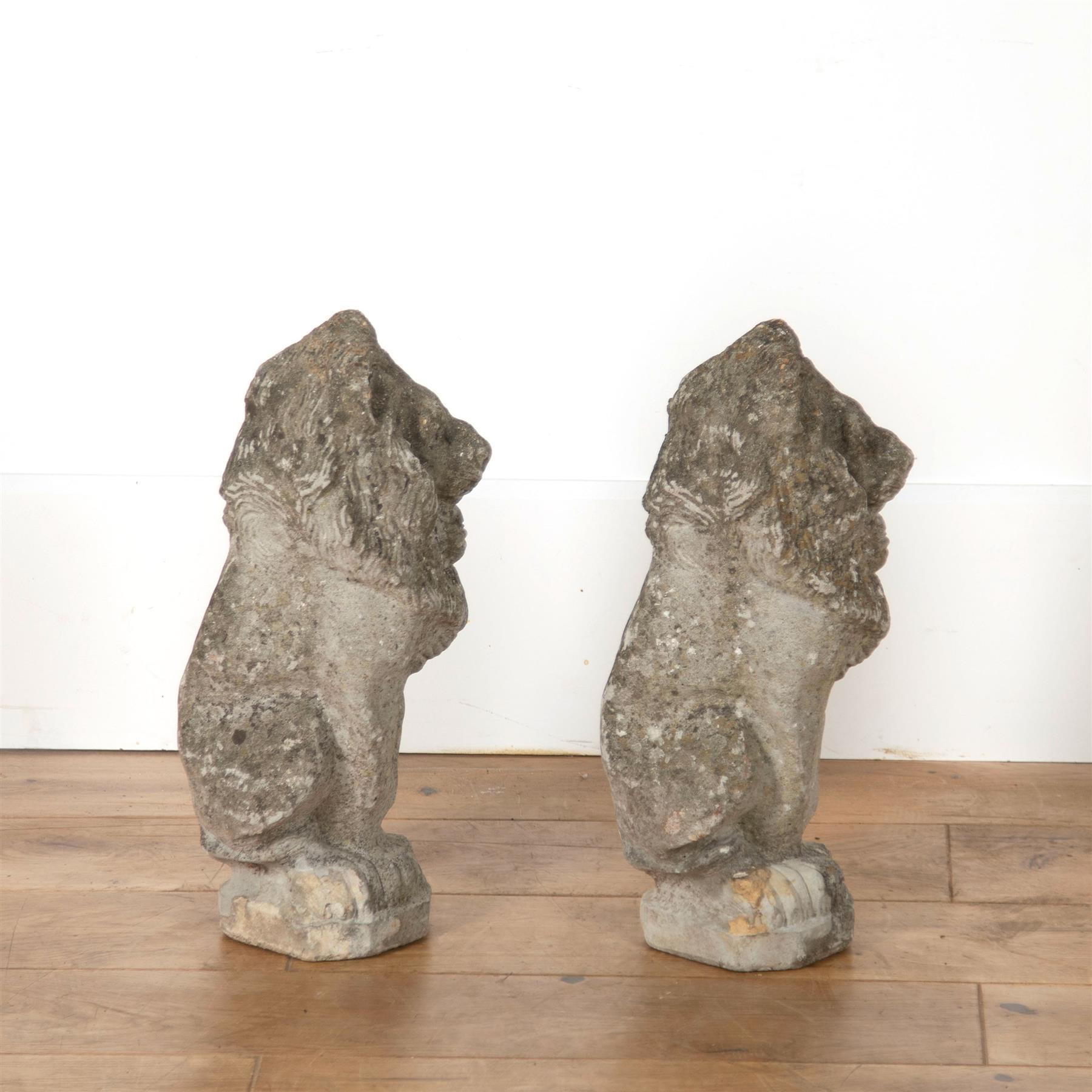 English Pair of Reconstituted Stone Lions