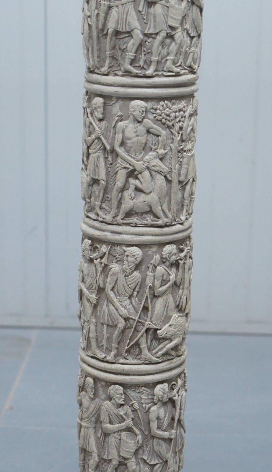 Mid-Century Modern Pair of Reconstituted Stone Roman Style Cast Pillars Display Jardiniere Stand