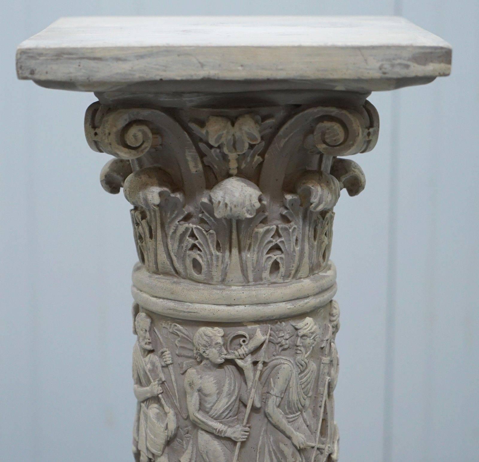 Pair of Reconstituted Stone Roman Style Cast Pillars Display Jardiniere Stand 1