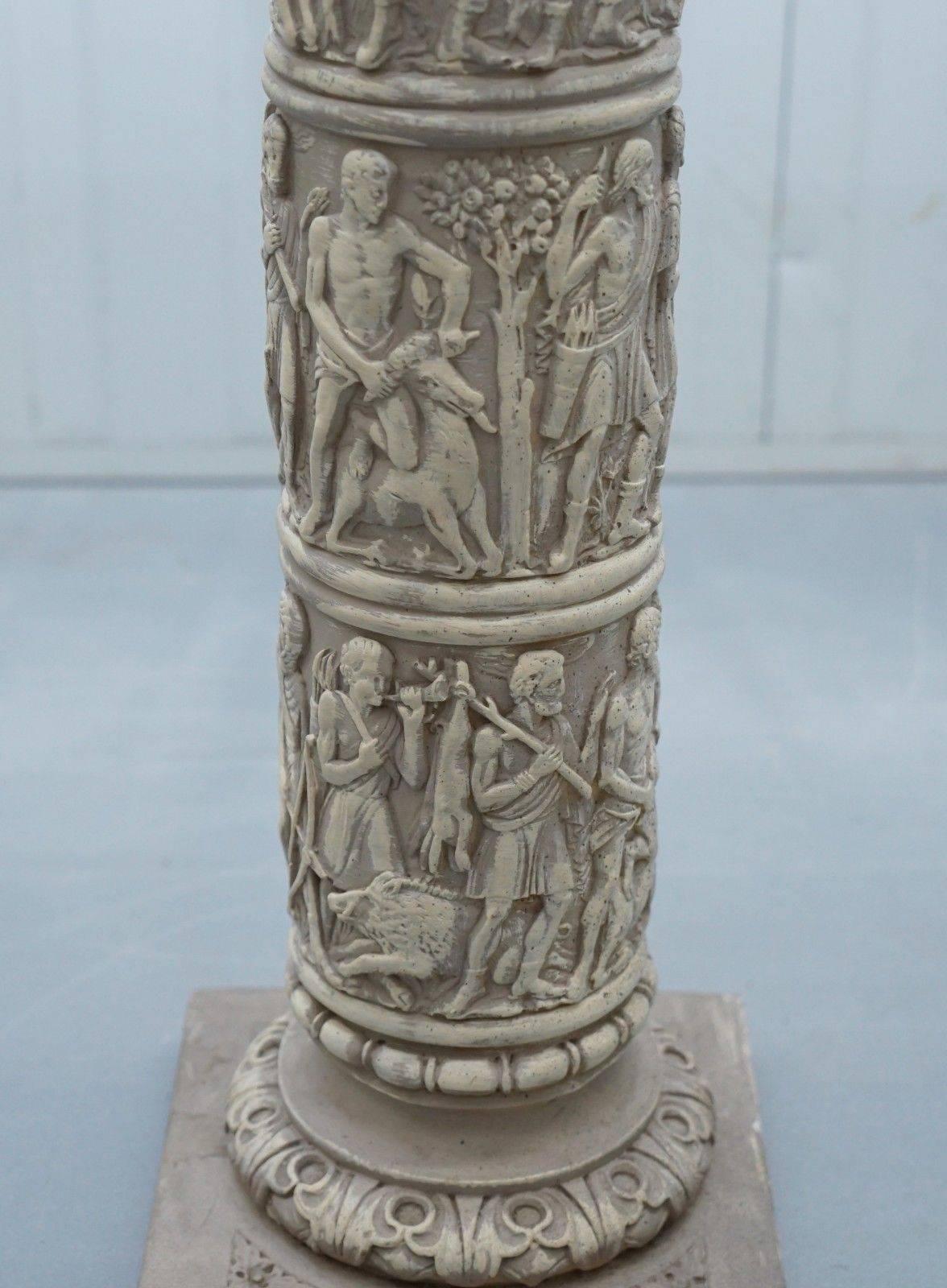 Pair of Reconstituted Stone Roman Style Cast Pillars Display Jardiniere Stand 2