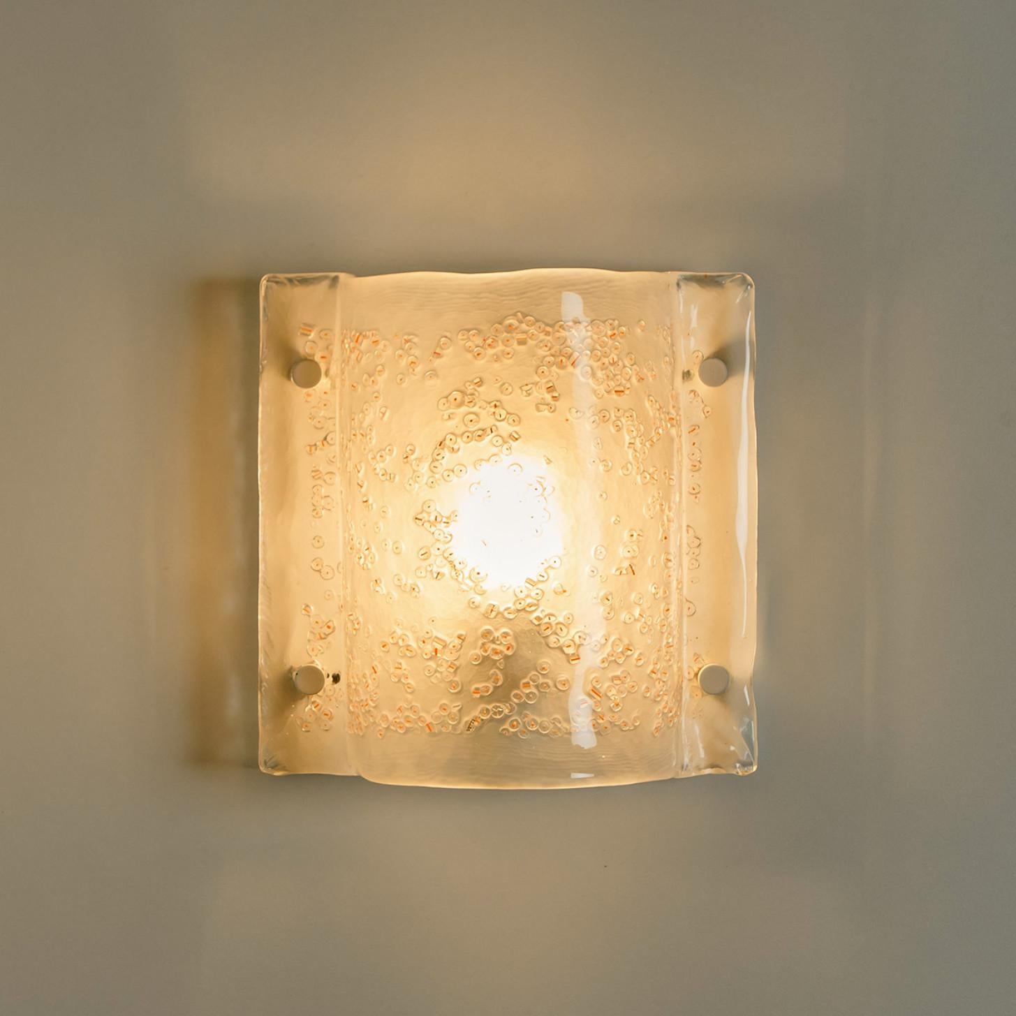 Pair of Rectangle White Wall Light in the Style of Mazzega, 1970s For Sale 3