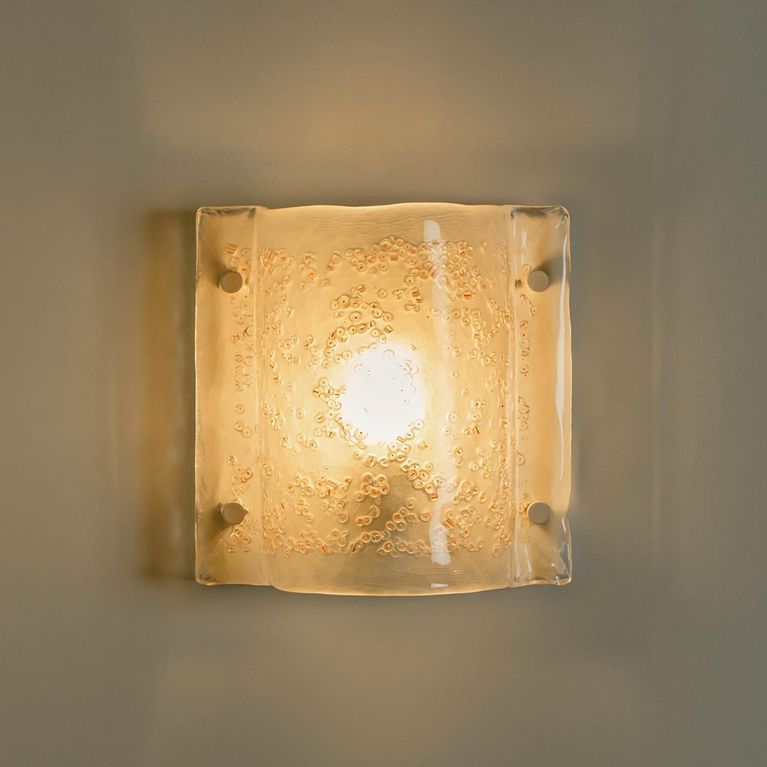 Pair of Rectangle White Wall Light in the Style of Mazzega, 1970s For Sale 4