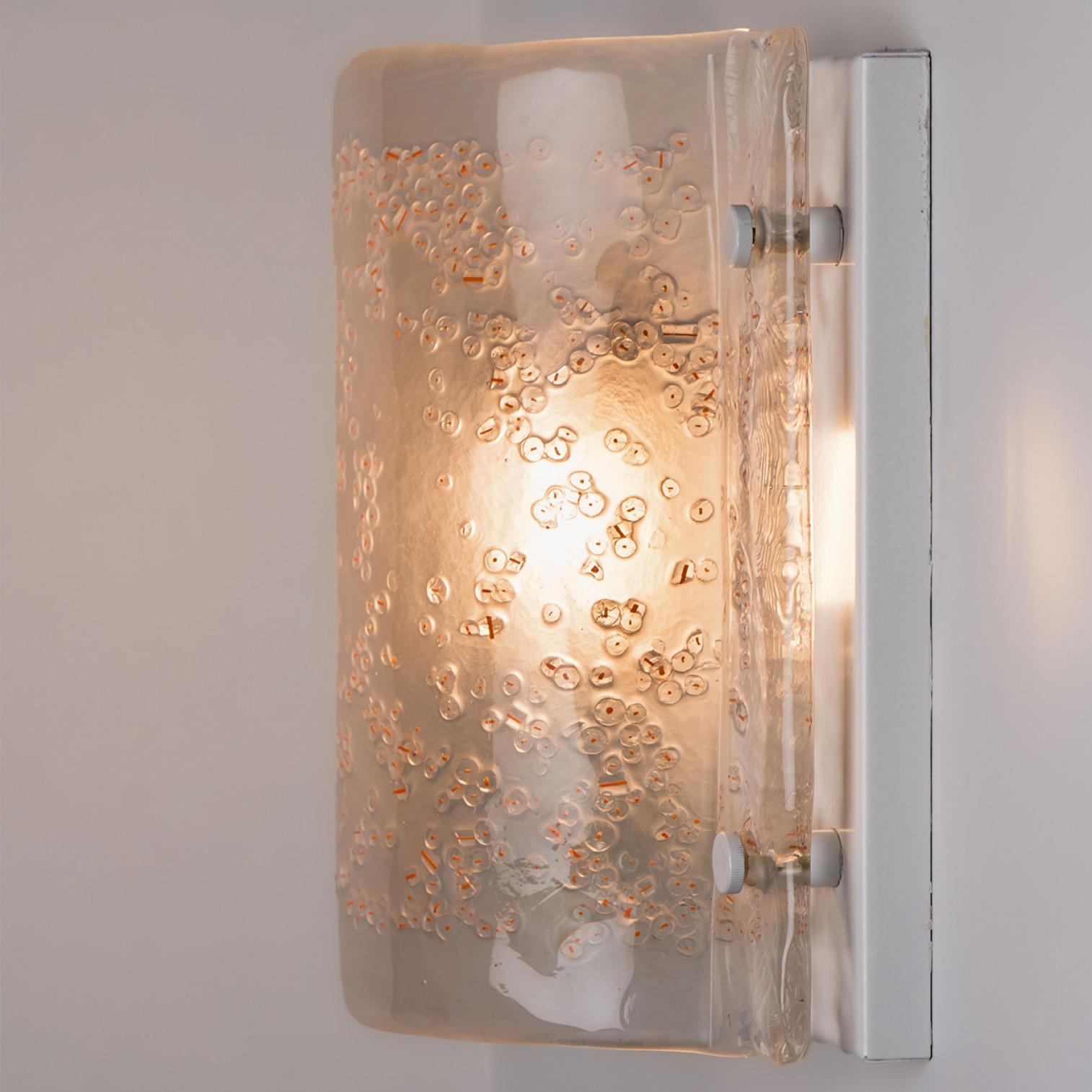 Pair of Rectangle White Wall Light in the Style of Mazzega, 1970s For Sale 1