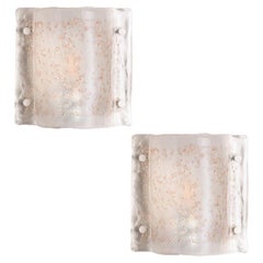 Pair of Rectangle White Wall Light in the Style of Mazzega, 1970s