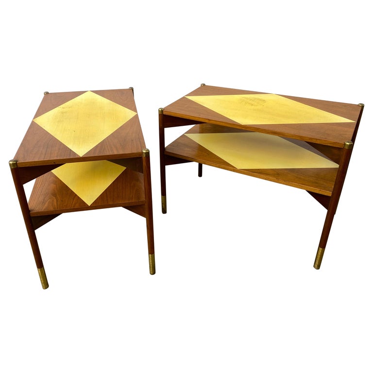 Pair of Rectangular 2 Tier Italian End Tables at 1stDibs