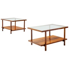 Pair of Rectangular Branco and Preto Coffee Tables in Caviuna Wood, Brazil 1960s