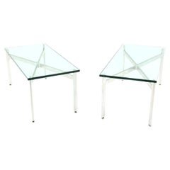 Paire de tables d'appoint rectangulaires Crome X Base 3/4 po. avec plateau en verre