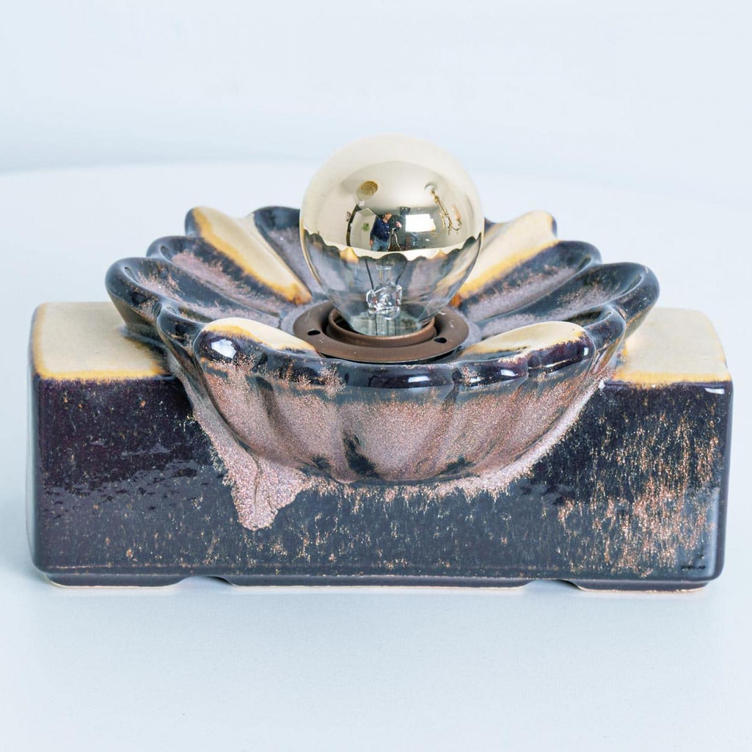 Paire d'appliques rectangulaires en forme de fleur en céramique par Pan, Danemark 1970 en vente 2