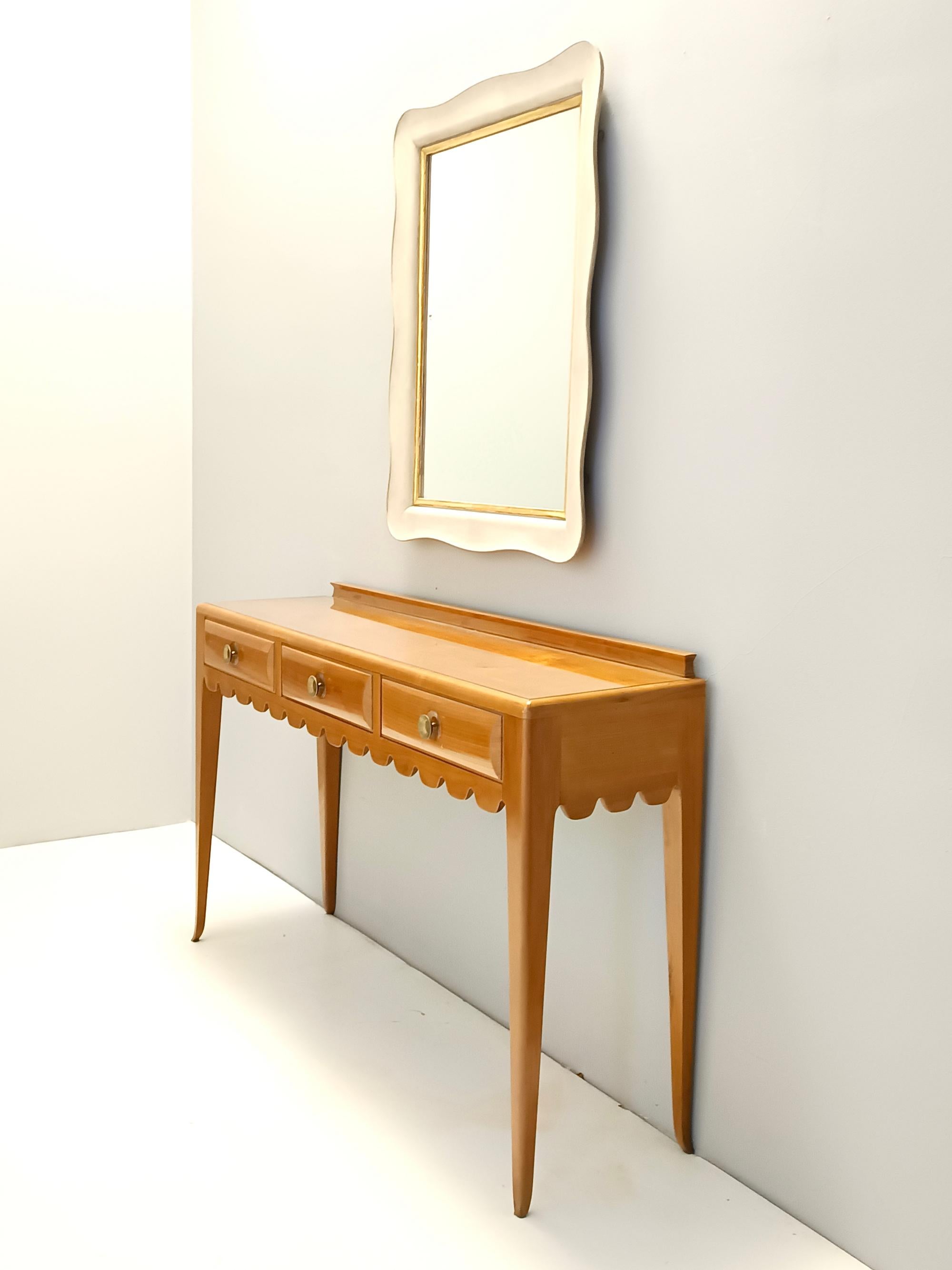 Pareja de espejos rectangulares de pared de madera lacada en marfil de Paolo Buffa, Italia Italiano en venta