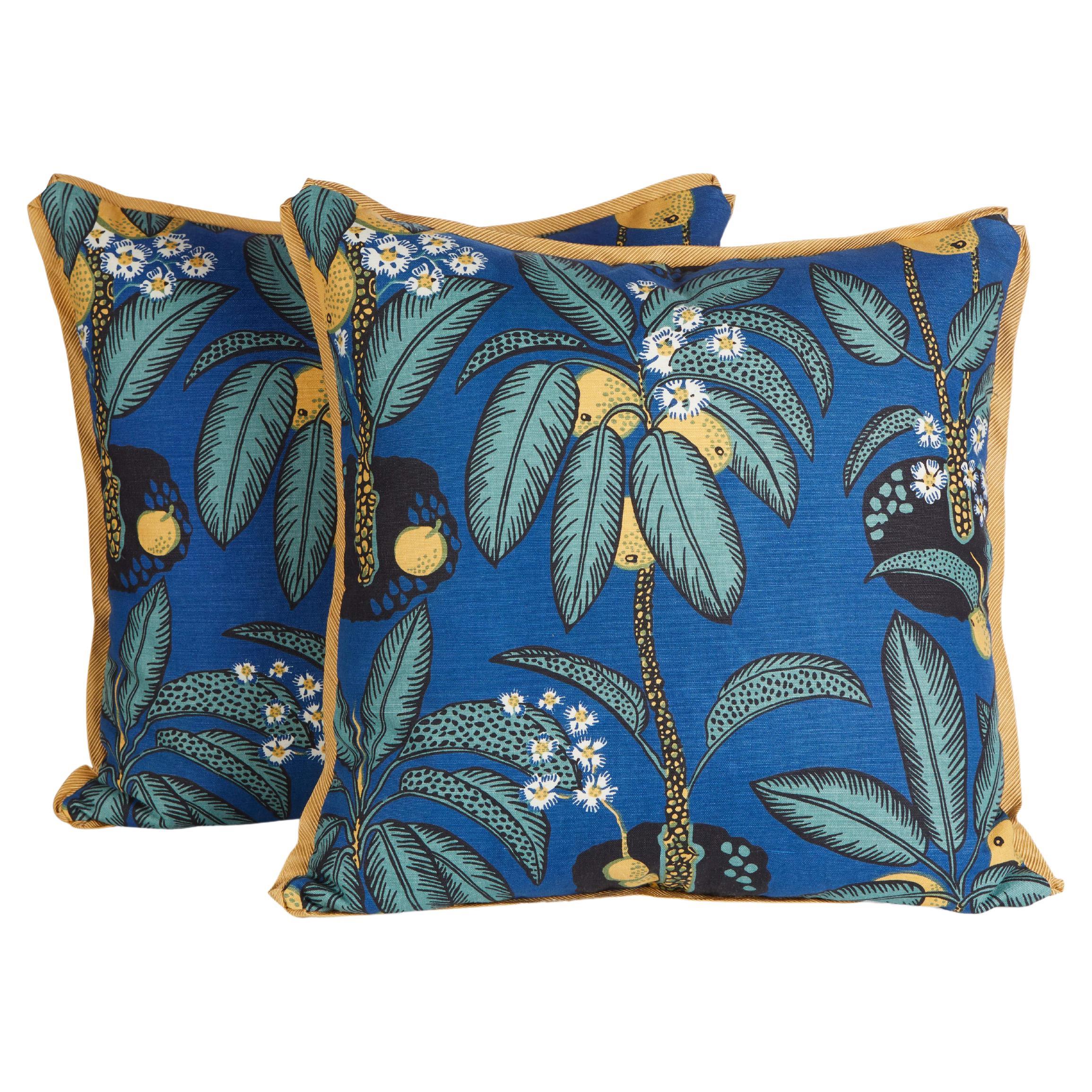 Pair of Rectangular Josef Frank Cushions in the Notturno Pattern For Sale