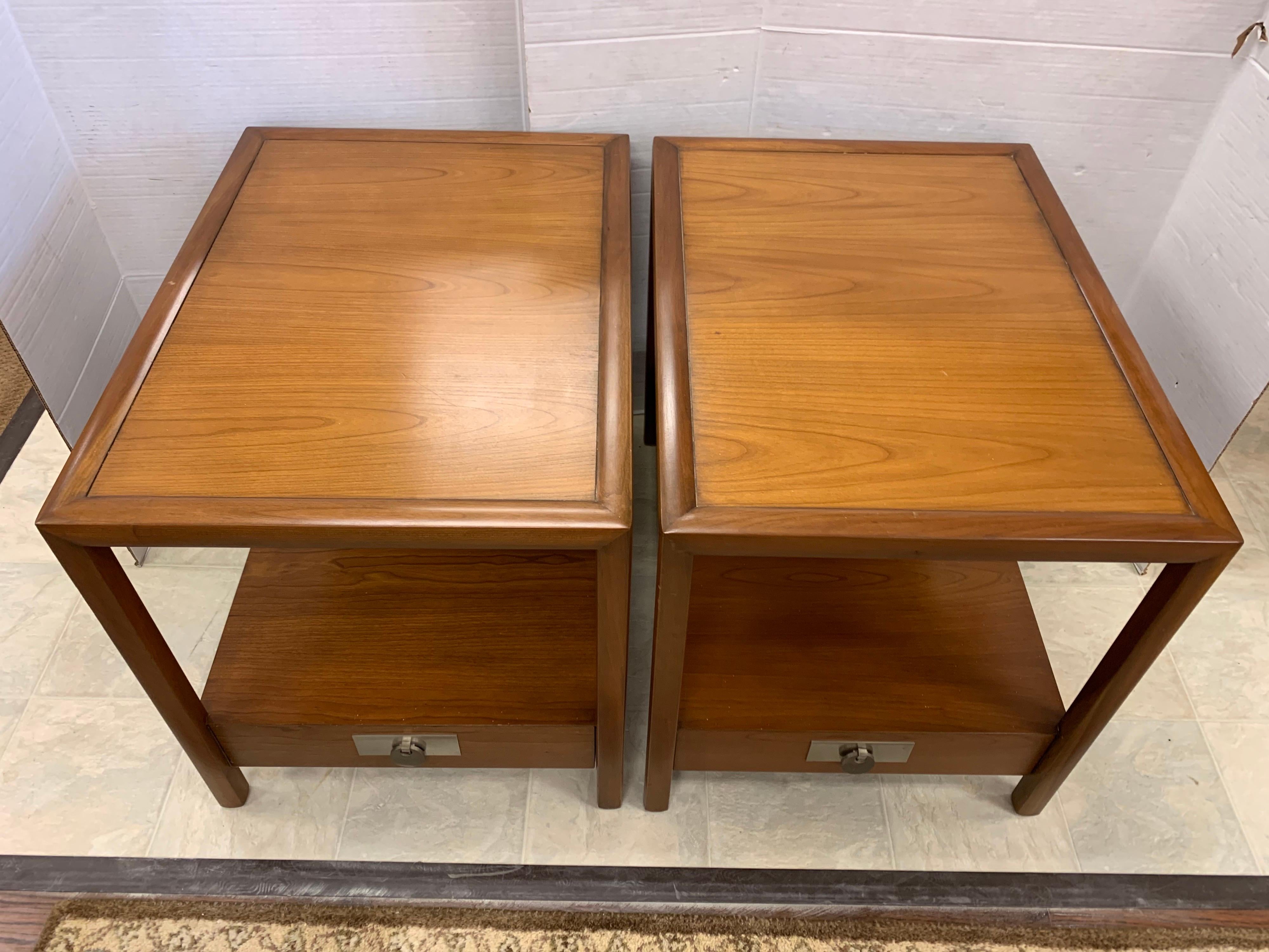 American Pair of Rectangular Lamp Tables by Michael Taylor for Baker Furniture New World
