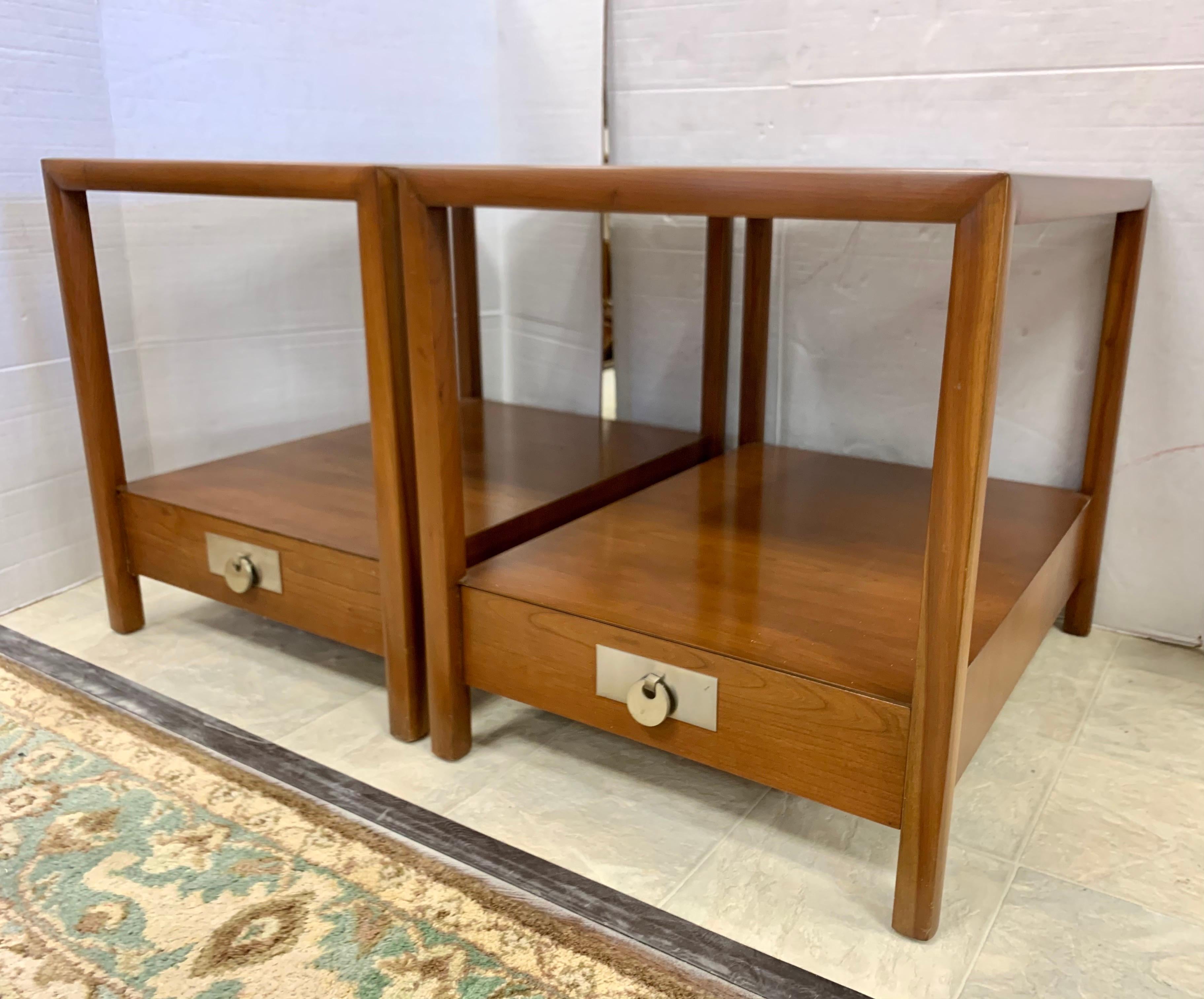 Pair of Rectangular Lamp Tables by Michael Taylor for Baker Furniture New World In Good Condition In West Hartford, CT