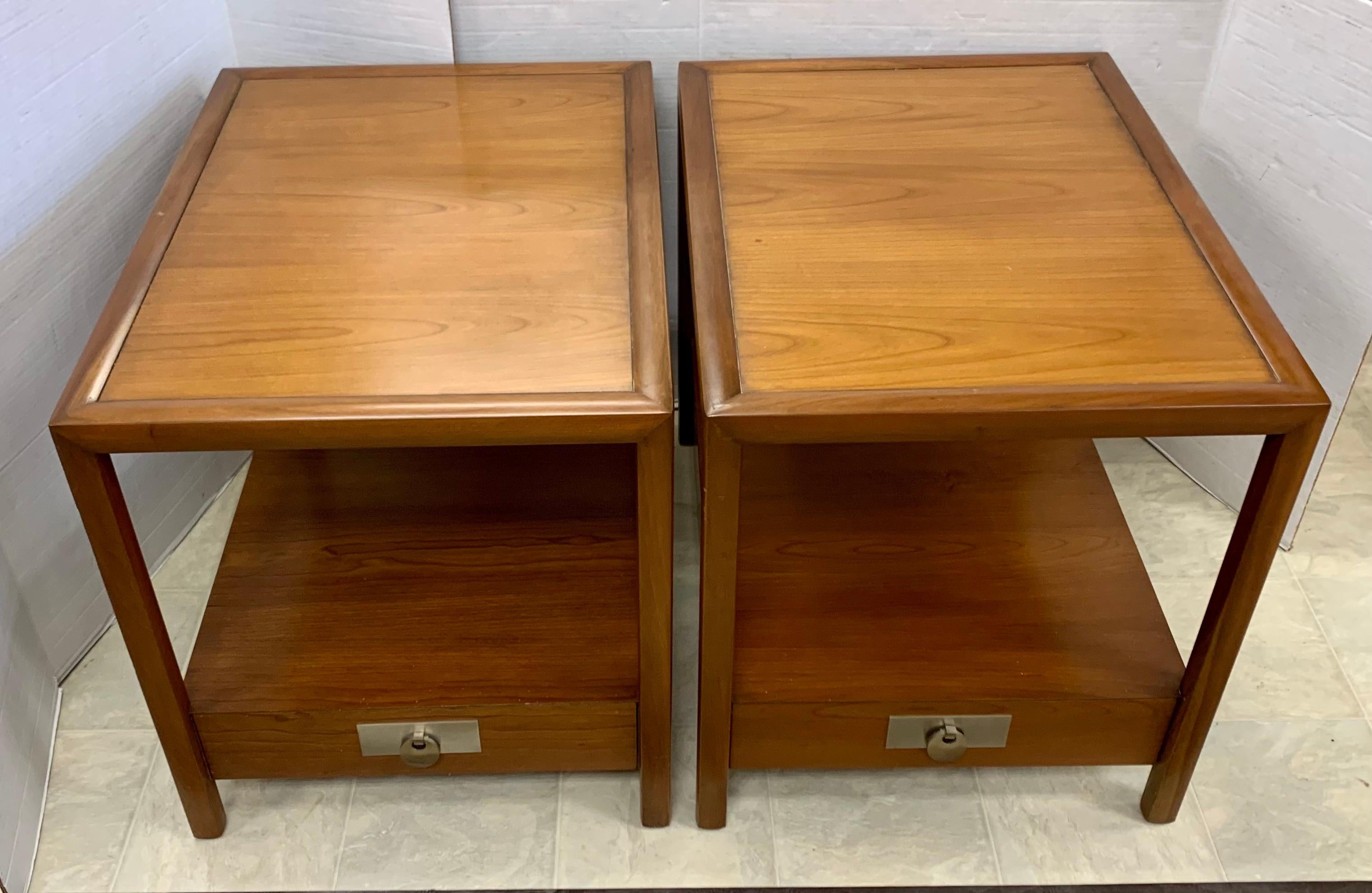 Pair of Rectangular Lamp Tables by Michael Taylor for Baker Furniture New World 1