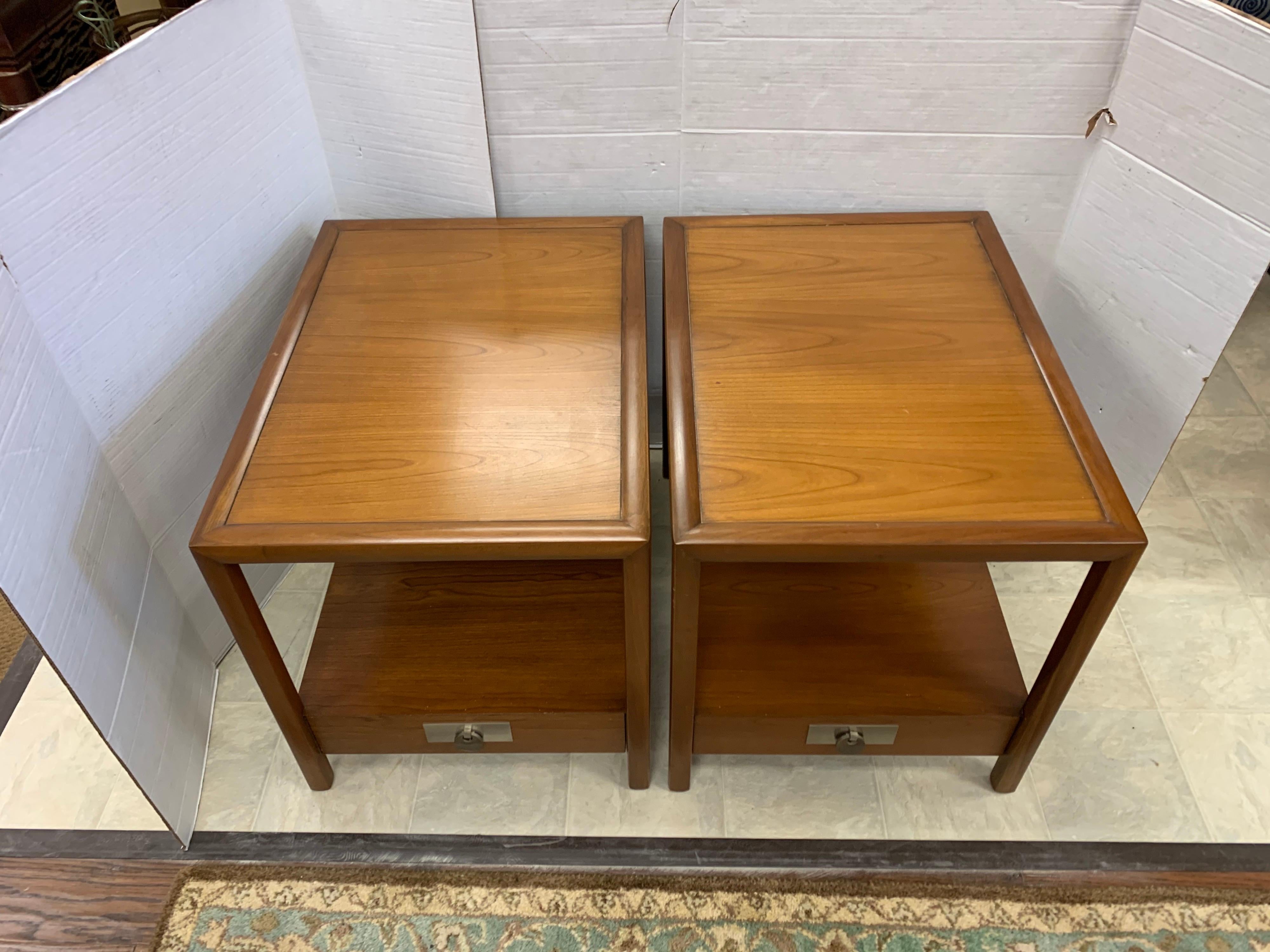 Pair of Rectangular Lamp Tables by Michael Taylor for Baker Furniture New World 2