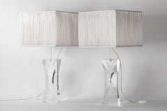 Pair of Rectangular Lucite Lamps, circa 1970