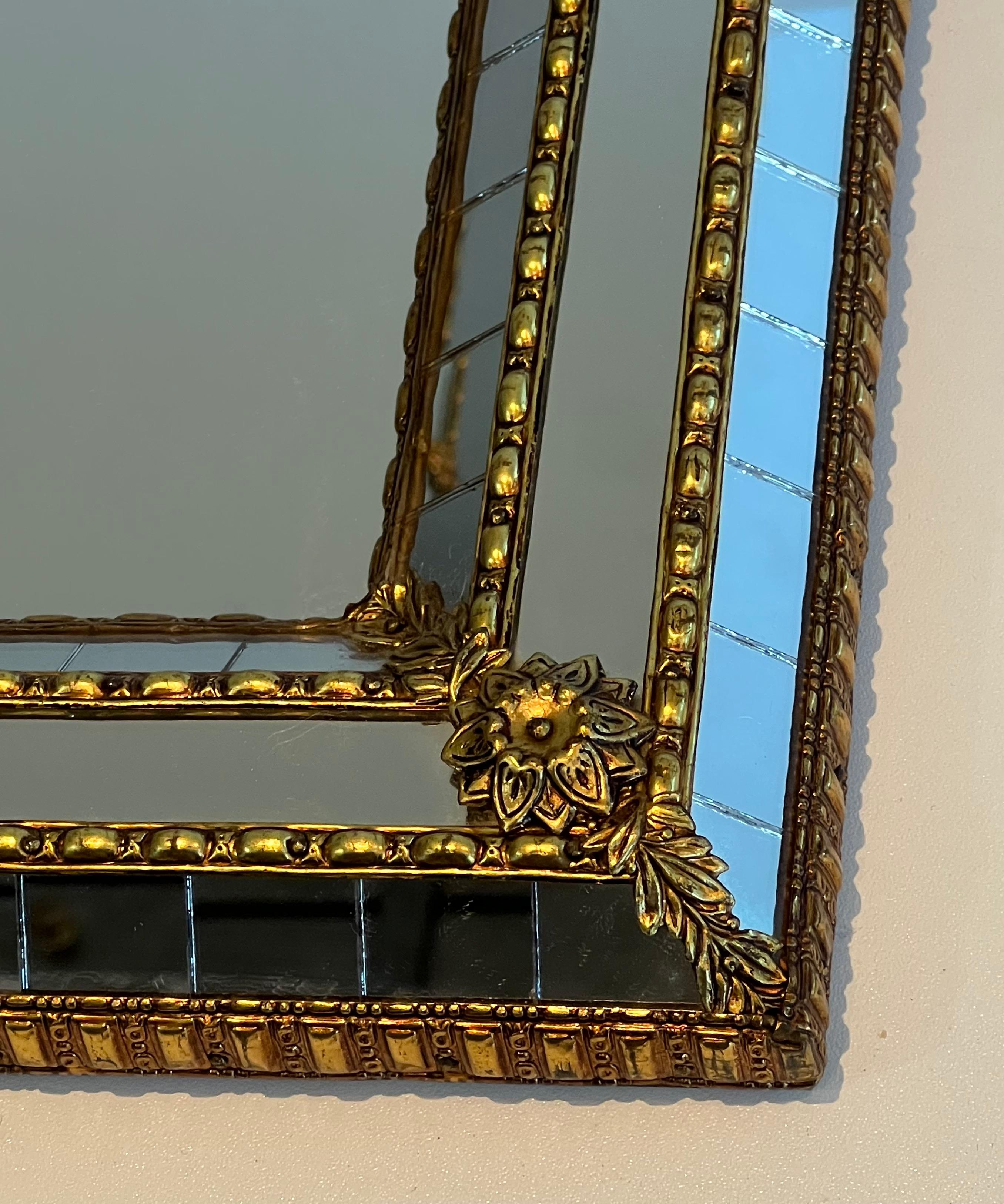 Pair of Rectangular Multi-Facets Mirrors with Brass Garlands 3