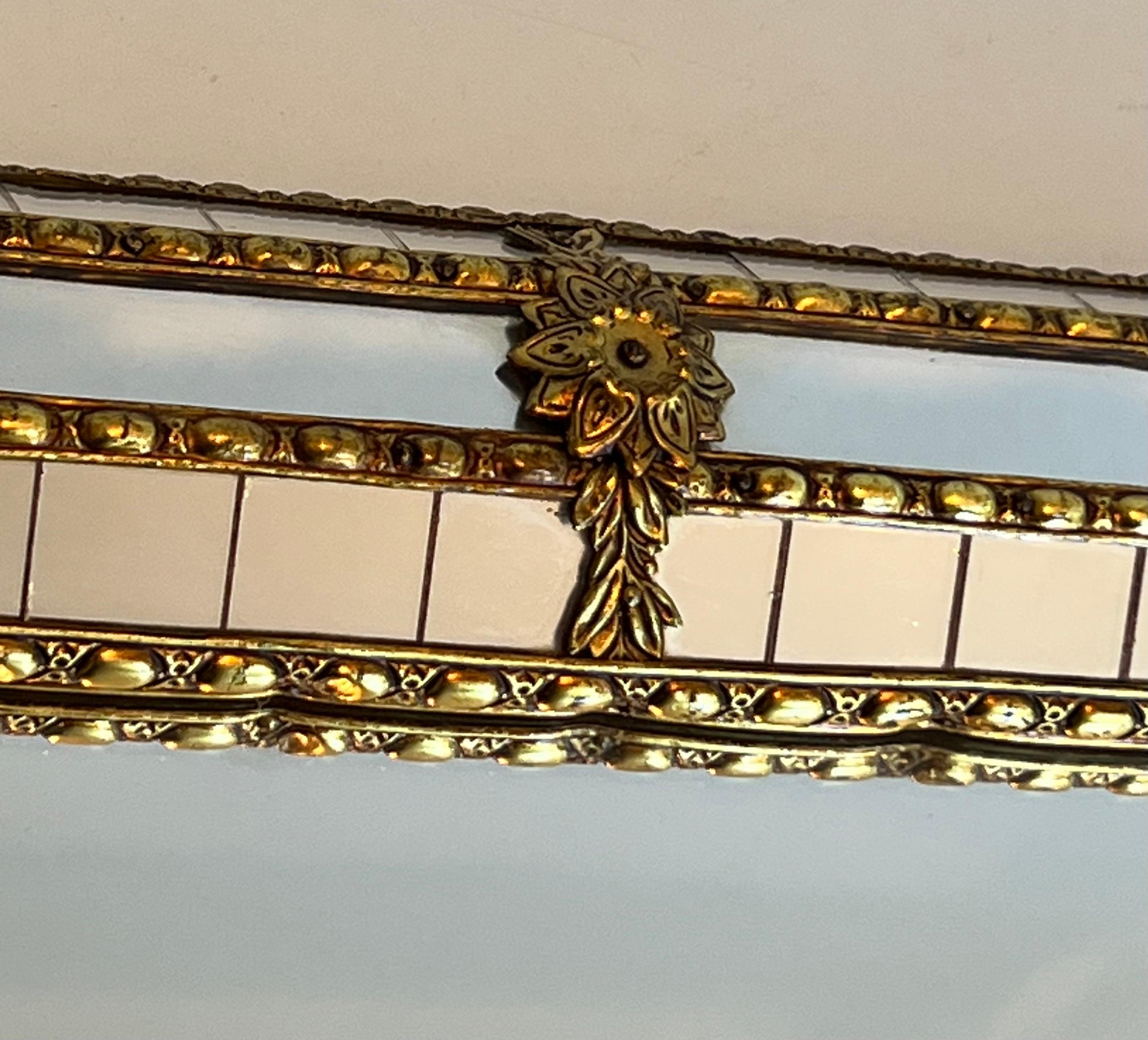 Pair of Rectangular Multi-Facets Mirrors with Brass Garlands 10