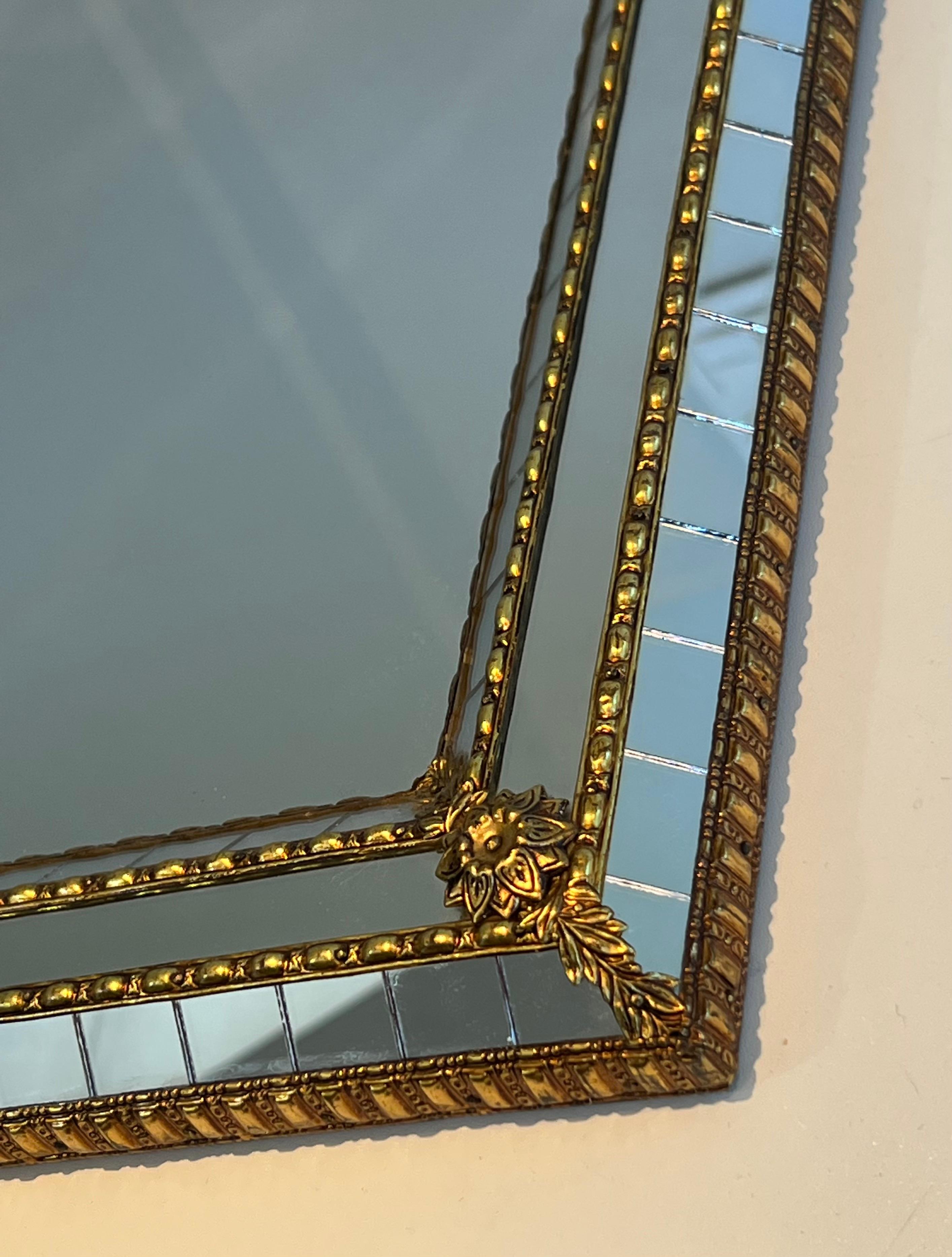 Pair of Rectangular Multi-Facets Mirrors with Brass Garlands 2