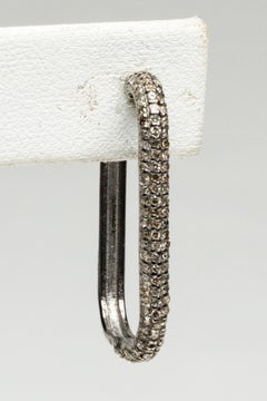 Pair of Rectangular Shaped Diamond Hoops