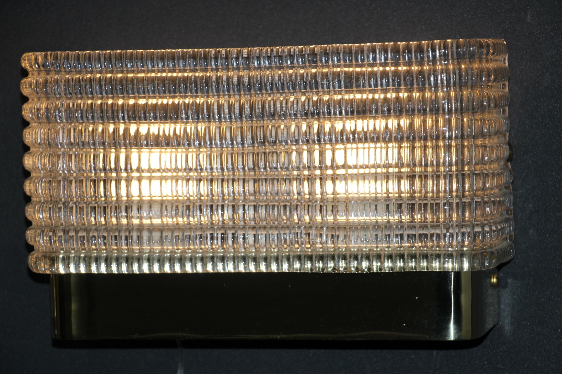 Paar rechteckige Wandleuchten Sconces aus strukturiertem Muranoglas im Angebot 2