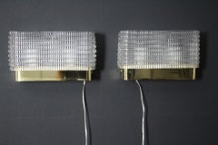 Pair of Rectangular Wall Lights Sconces in Textured Murano Glass