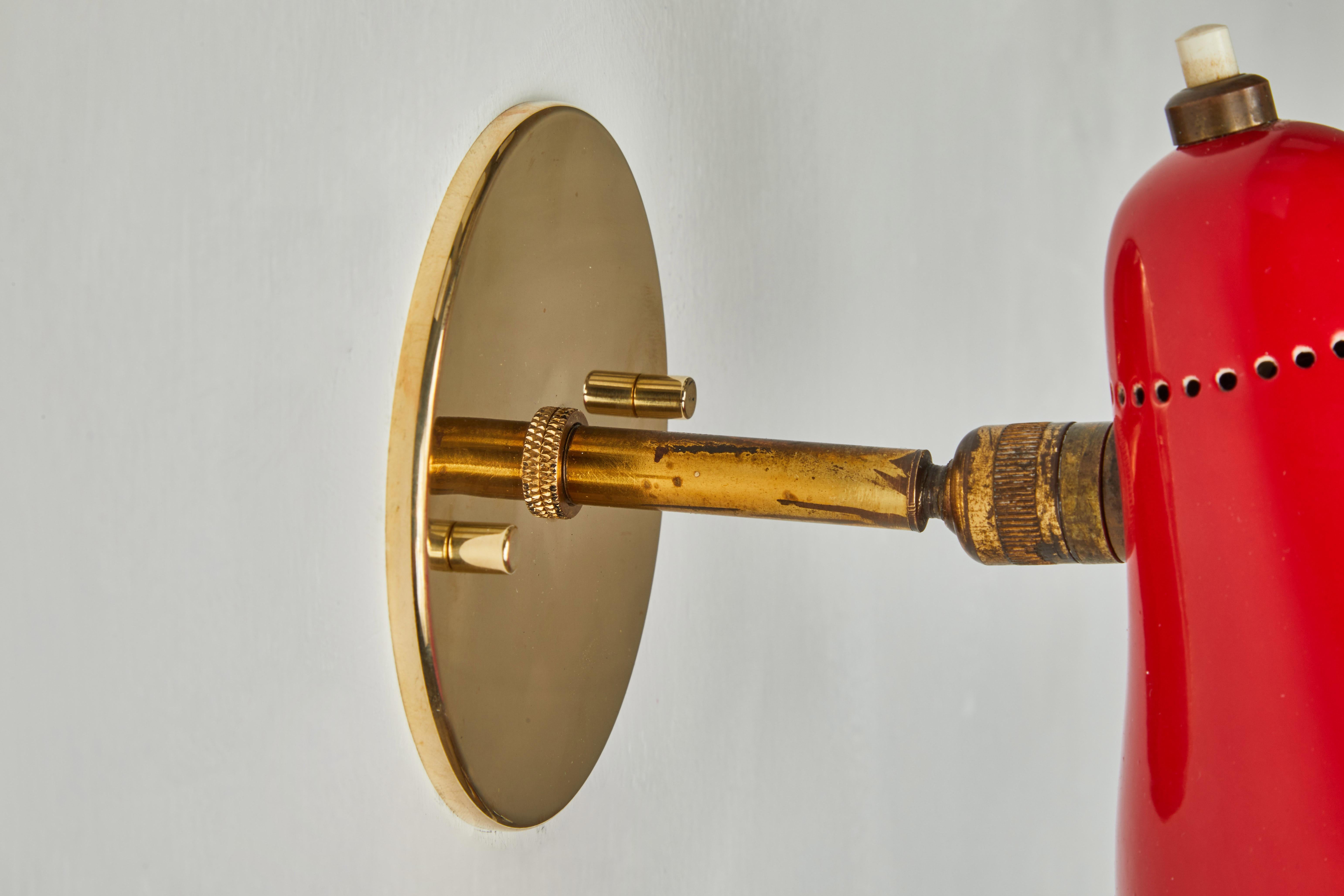 Pair of Red 1950s Giuseppe Ostuni Articulating Sconces for O-Luce 4