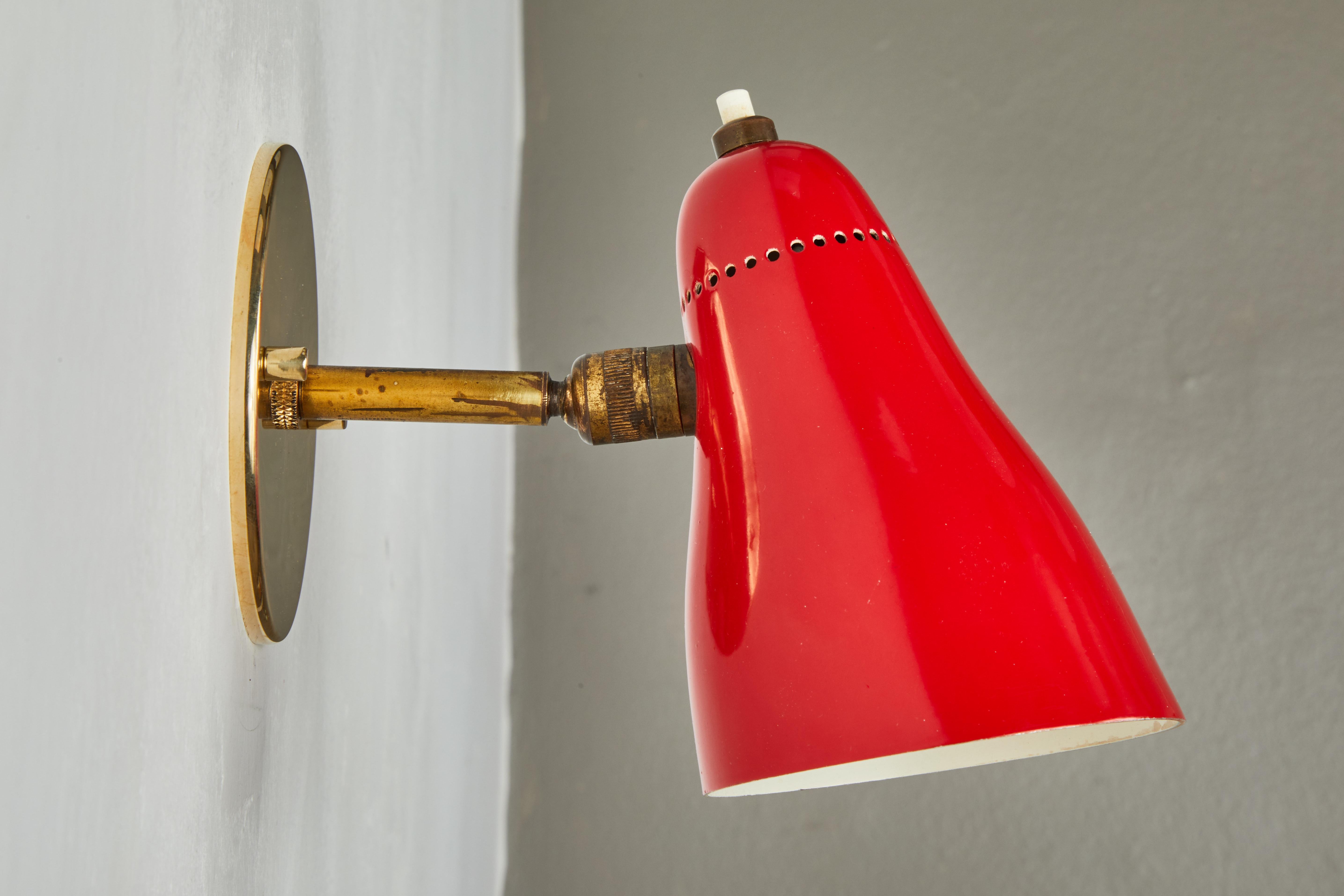 Mid-20th Century Pair of Red 1950s Giuseppe Ostuni Articulating Sconces for O-Luce