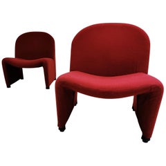 Pair of Red Alky Chair Designed by Giancarlo Piretti for Castelli, 1970s