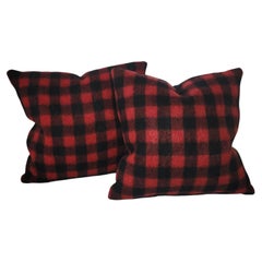 Pair of Red And Black Plaid Pillows