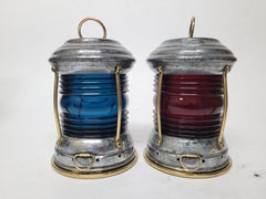 Pair of Red and Blue Lens Boat Lanterns