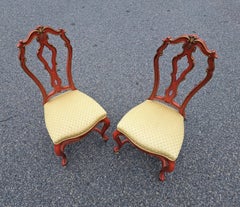 Pair of Red and Gold Chippendale Style Dining/Side Chairs