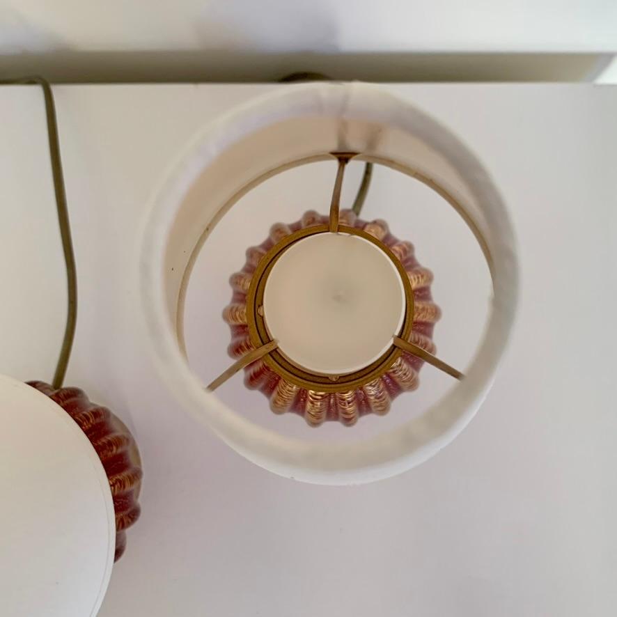 Ein Paar Tischlampen aus rotem und goldenem Murano-Glas, um 1940, Italien. im Angebot 8