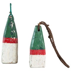 Vintage Pair of Red and Green Nautical Buoys