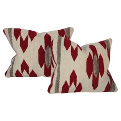 Pair of Red and White Navajo Indian Weaving Pillows