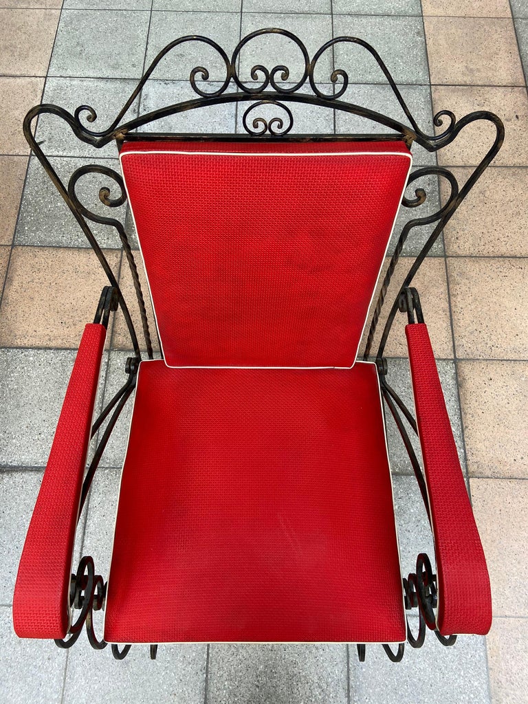 Pair of Red and Yellow Armchairs, Robert Merceris For Sale at 1stDibs