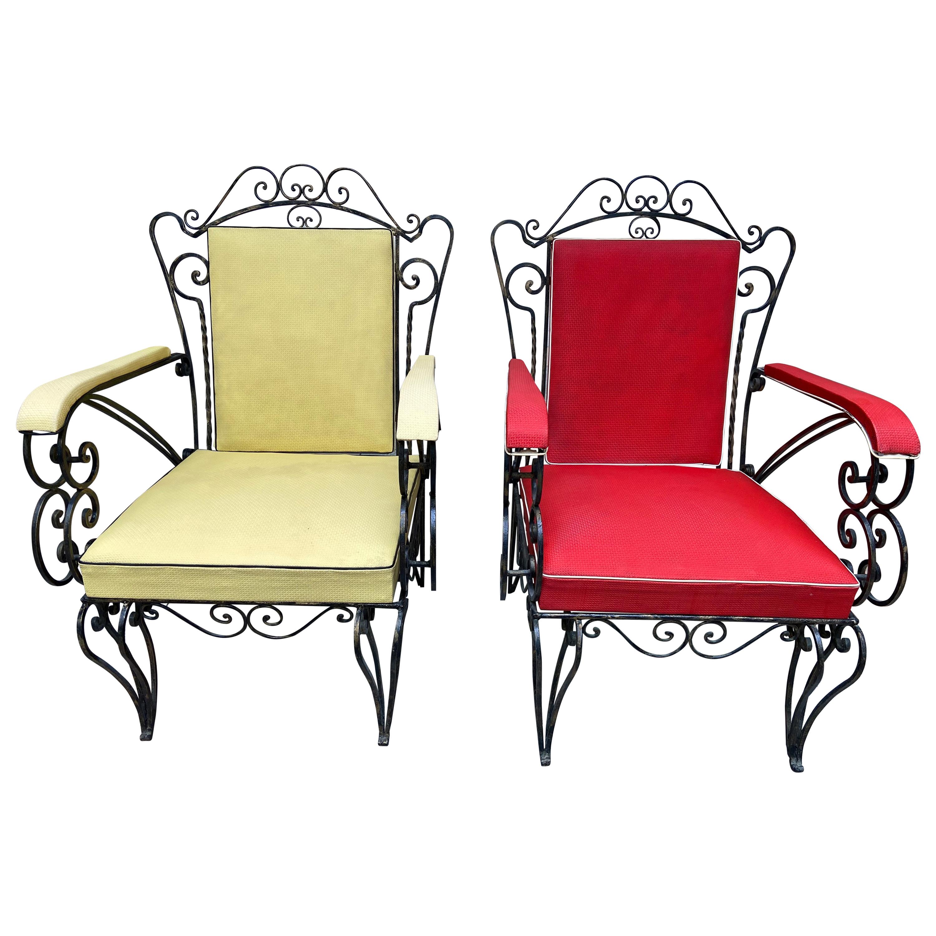 Pair of Red and Yellow Armchairs, Robert Merceris For Sale at 1stDibs