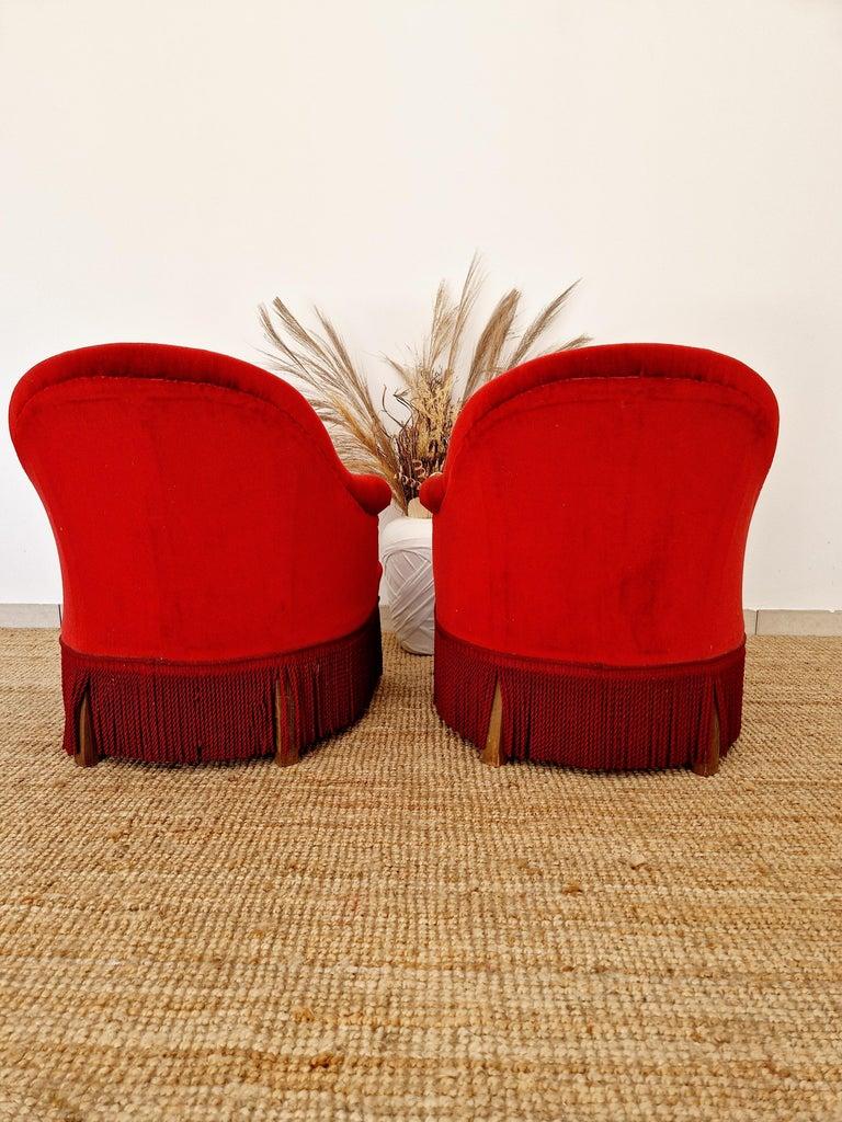 Napoléon III Paire de chaises Napoléon rouges anciennes françaises en vente