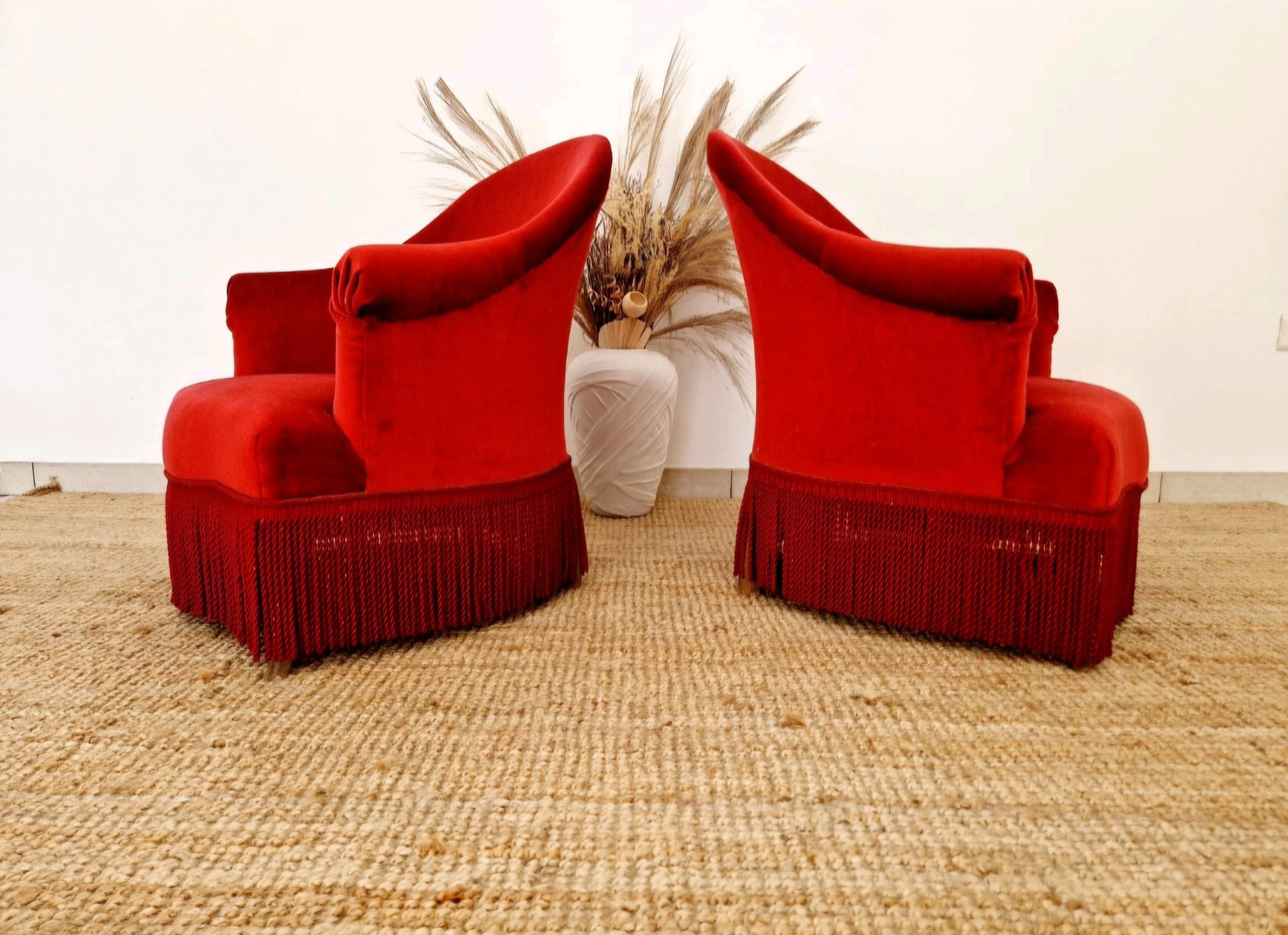 XIXe siècle Paire de chaises Napoléon rouges anciennes françaises en vente