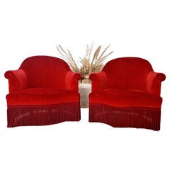 Pair of Red Antique French Napoleon Chairs
