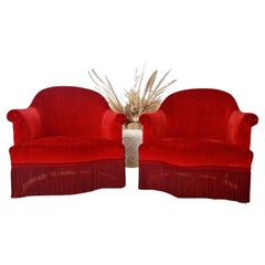 Pair of Red Used French Napoleon Chairs