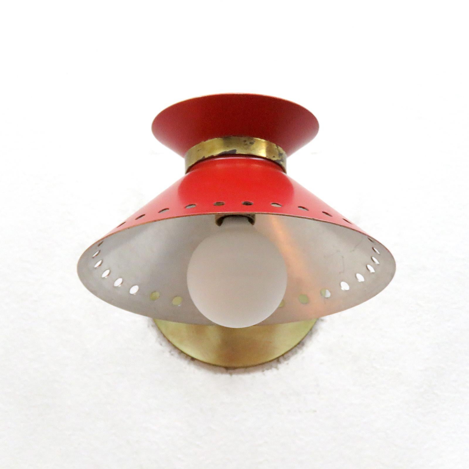 Mid-20th Century Pair of Red Arlus Wall Lights, 1950