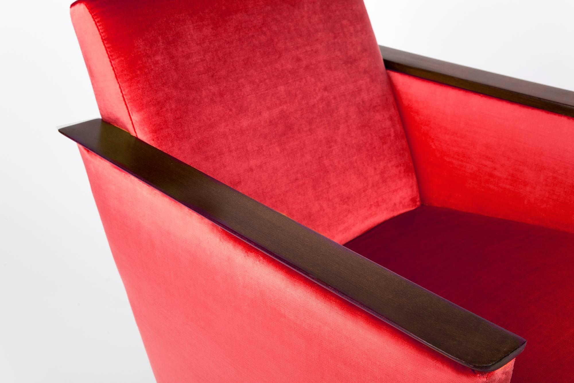 Mid-Century Modern Paire de fauteuils rouges, années 1960, DDR, Allemagne en vente