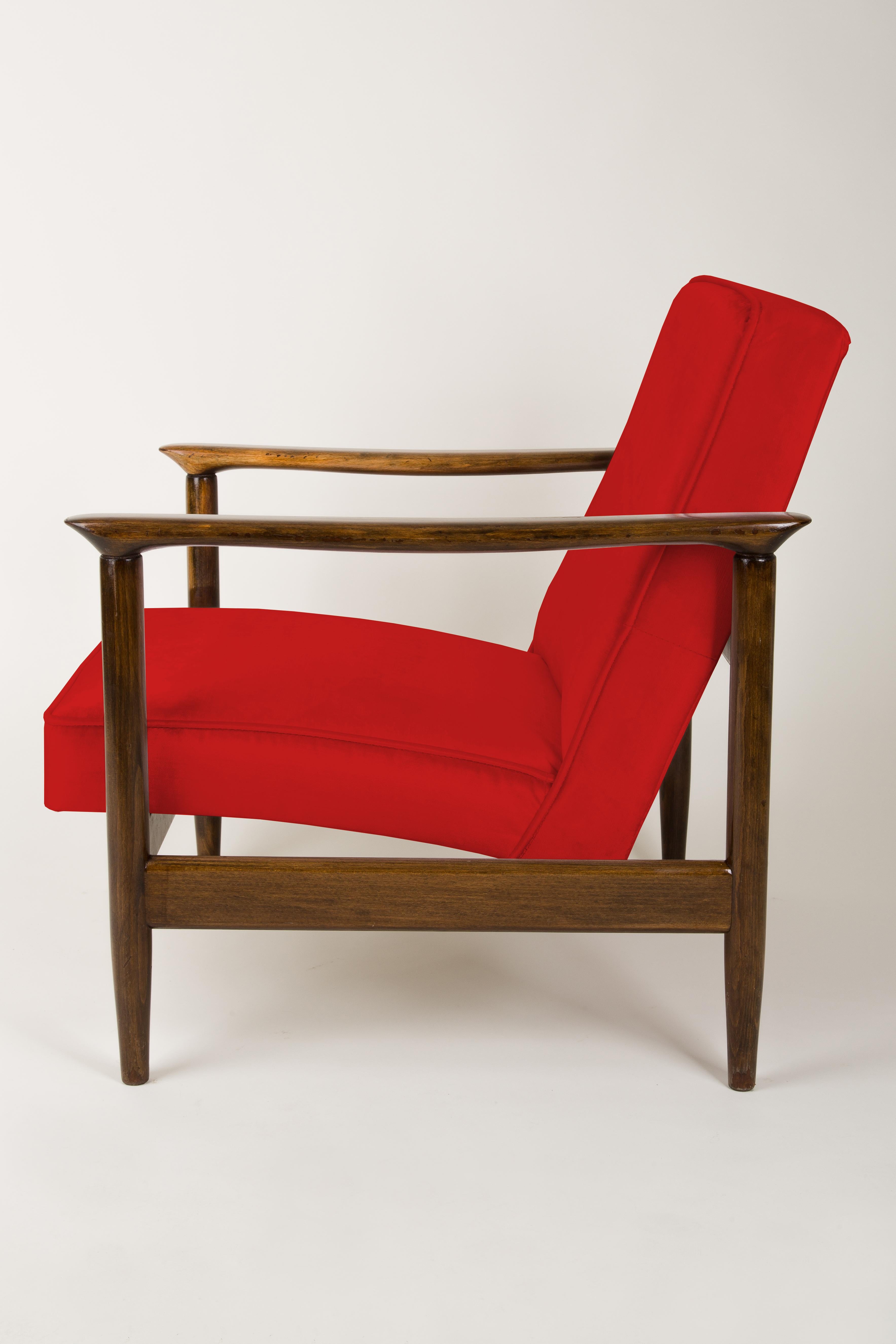 20th Century Pair of Red Armchairs, Edmund Homa, GFM-142, 1960s, Poland For Sale