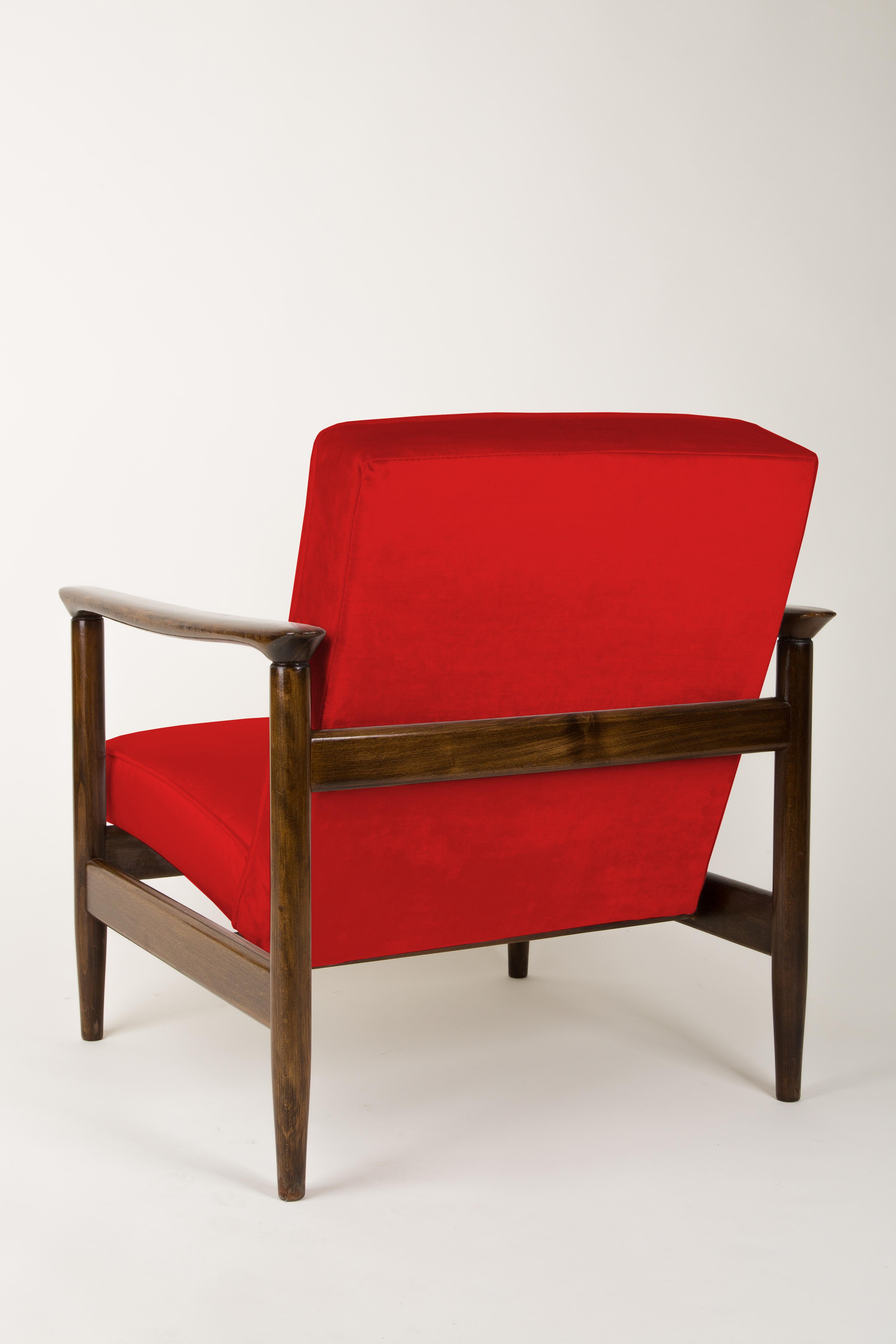 Pair of Red Armchairs, Edmund Homa, GFM-142, 1960s, Poland For Sale 1