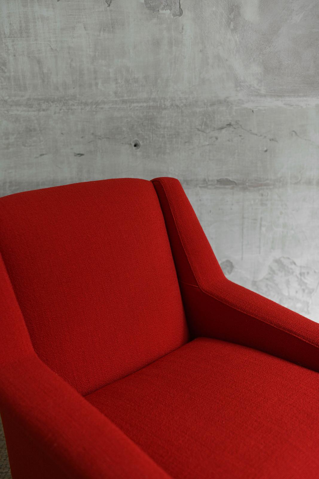 Pareja de sillones rojos al estilo de Gio Ponti, años 50 en venta 2