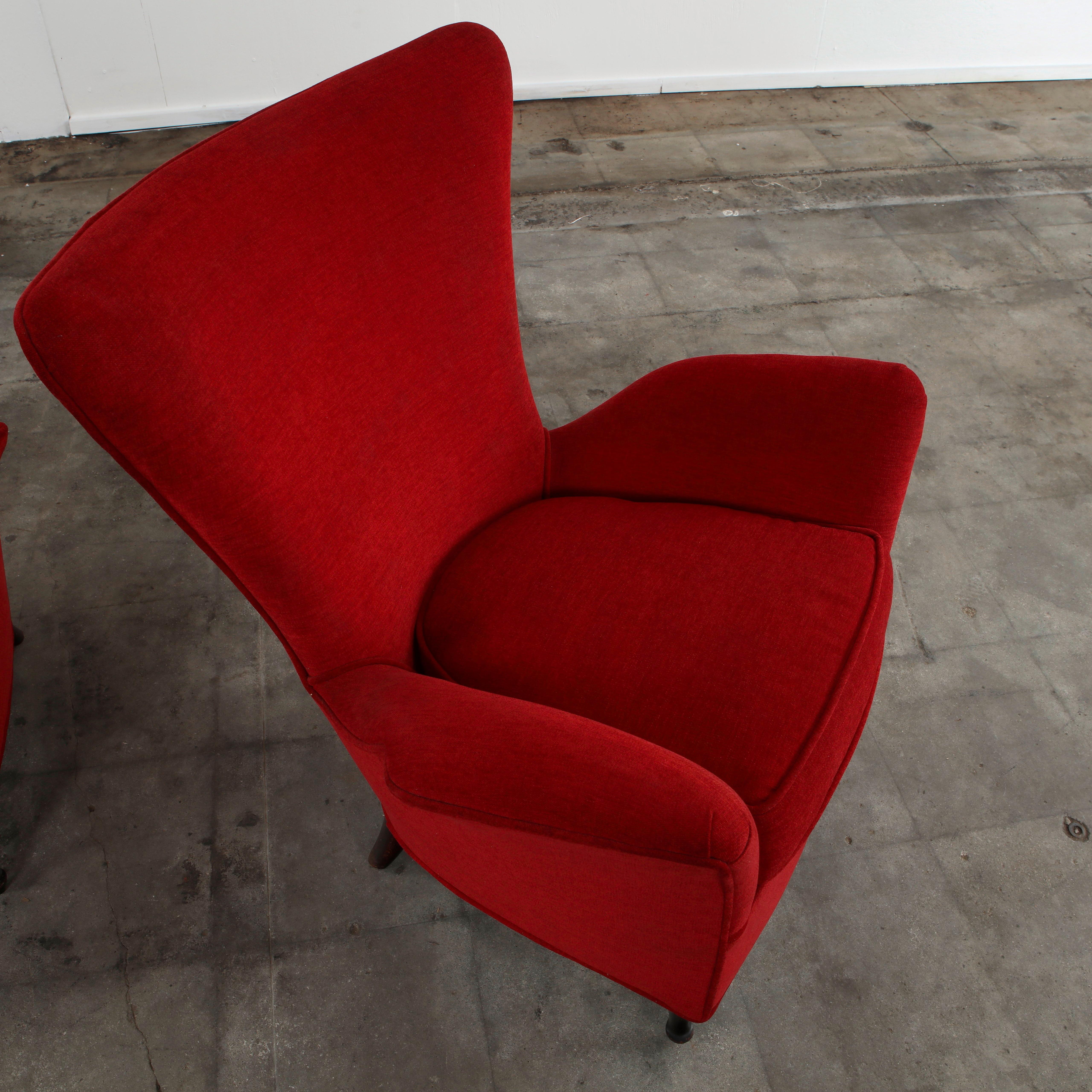 Pair of Red Armchairs in the Style of Paolo Buffa, 1960s For Sale 4