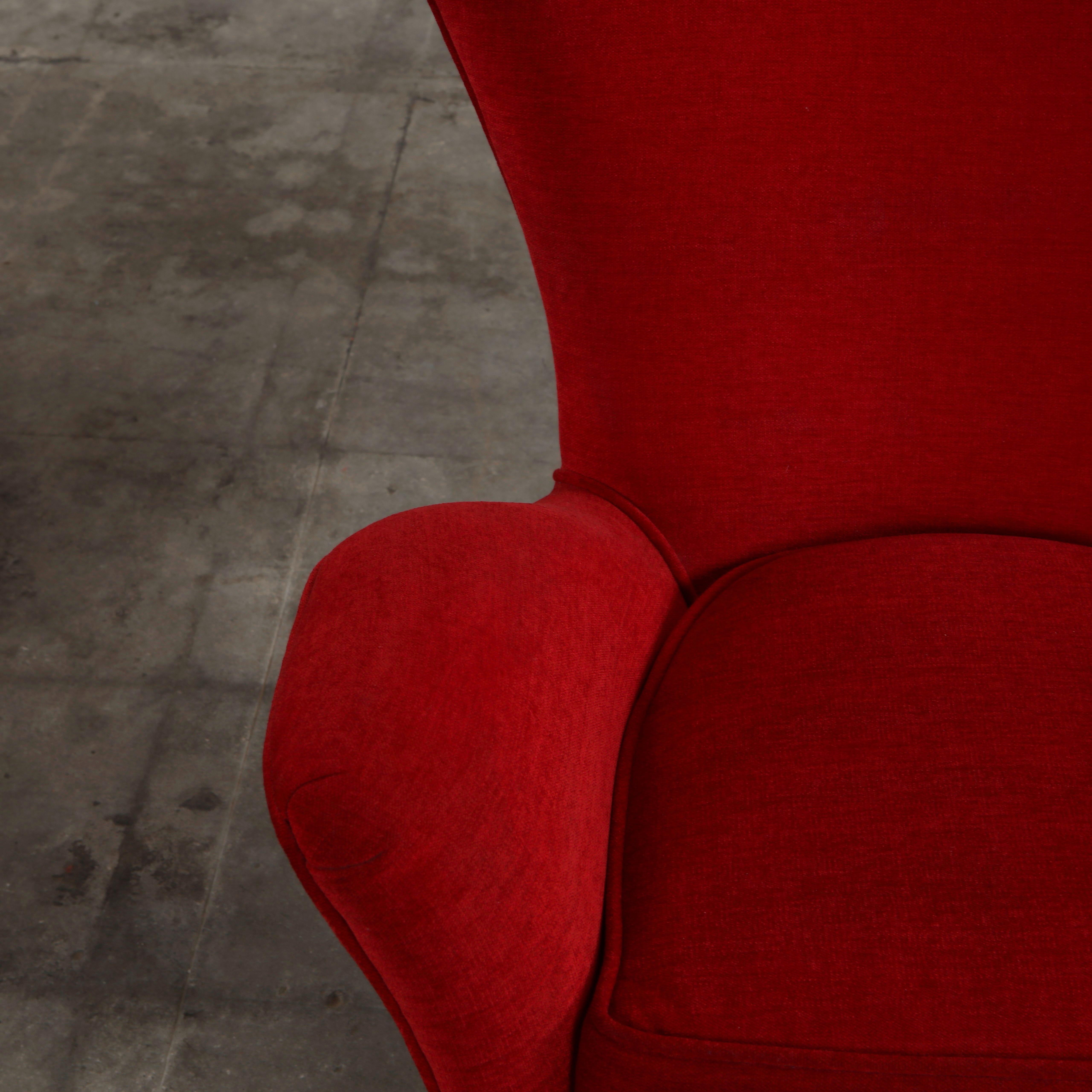 Pair of Red Armchairs in the Style of Paolo Buffa, 1960s For Sale 6